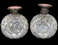 PAIR OF SILVER AND ENAMEL MOUNTED GLASS SCENT BOTTLES