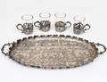 FIVE PIECE CONTINENTAL SILVER LIQUEUR SERVICE