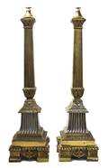 A Pair of Neoclassical Brass Table Lamps