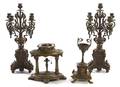 A Pair of Continental Bronze FiveLight Candelabra