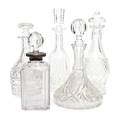A Collection of Five Glass Decanters