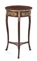 A Louis XVI Style Gilt Metal Mounted Marquetry Occasional Table