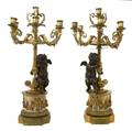 A Pair of Louis XVI Style Gilt and Patinated Bronze SevenLight Candelabra