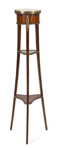 A Louis XVI Style Parquetry and Gilt Bronze Mounted Pedestal