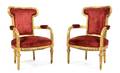 A Pair of Louis XVI Style Giltwood Fauteuils