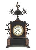 A French Slate and Cast Metal Mantel Clock Ditrich a St Denis