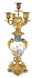 A Sevres Style Gilt Metal Mounted FiveLight Candelabrum