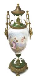 A Sevres Style Gilt Bronze Mounted Urn