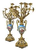 A Pair of Sevres Style Gilt Bronze Mounted SevenLight Candelabra