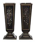 A Pair of Napoleon III Ebonized and Hardstone Inset Pedestals