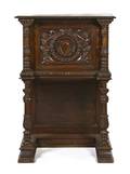 A Continental Carved Secretaire a Abattant
