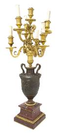 A French Gilt and Patinated Bronze SevenLight Candelabrum