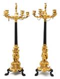 A Pair of Neoclassical Gilt Bronze FiveLight Candelabra