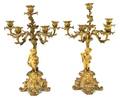 A Pair of Gilt Bronze Figural FiveLight Candelabra