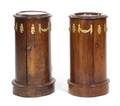 A Pair of Neoclassical Mahogany and Gilt Metal Mounted Pedestal Cabinets