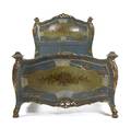 A Pair of Venetian Painted and Parcel Gilt Beds