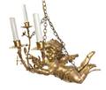 A Continental Giltwood ThreeLight Figural Chandelier