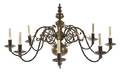 A Pair of Dutch Baroque Style Brass EightLight Chandeliers