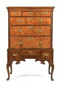 A George II Walnut Chest on Stand