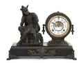 An Ansonia Cast Metal and Slate Mantel Clock