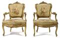 A Pair of Louis XV Style Giltwood Fauteuils