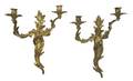 A Pair of Louis XV Style Gilt Bronze TwoLight Sconces