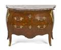 A Louis XV Style Gilt Bronze and Parquetry Commode