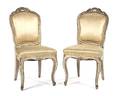 A Pair of Louis XV Painted and Parcel Gilt Side Chairs