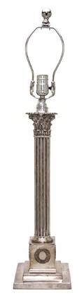A Silvered Metal Table Lamp