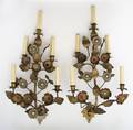 A Pair of Tole FiveLight Sconces