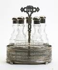 An English Silverplate and Glass Cruet Set