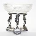An English Silverplate and Cut Glass Center Bowl