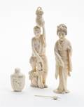 A Group of Two Japanese Carved Ivory Figures