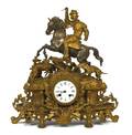 A Continental Gilt Metal Figural Mantel Clock