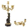 A French Gilt and Patinated Bronze FiveLight Candelabrum