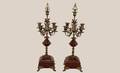 90 Antique Pair Gilt Bronze and Marble Candelabra