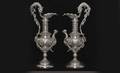 89 Large Pair of Silver Plated Ewers
