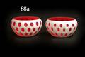 88A Pr Bohemian Overlay Bowls Thumb Print White Cut t