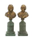 A Pair of Gilt Plaster Busts