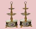 110 19th C Pair Old Paris Three Tier Dessert Stands