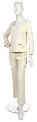 A Courreges Cream Wool Pant Suit