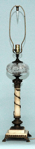 97 Bronze and Alabaster Column Lamp