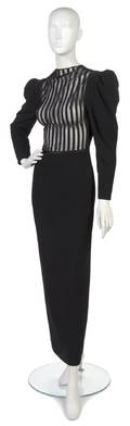 A Galanos Black Crepe Evening Gown