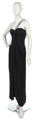A Galanos Black Silk Crepe Evening Gown