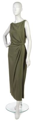 An Yves Saint Laurent Green Silk Evening Sheath