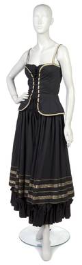 An Yves Saint Laurent Black Cotton TwoPiece Peasant Style Ensemble