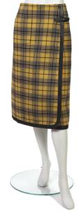An Hermes Yellow Plaid Wool Skirt