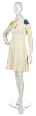 A Stephen Burrows Cream Wool Tunic Dress