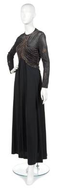 A Giorgio di SantAngelo Black Mesh and Jersey Evening Gown