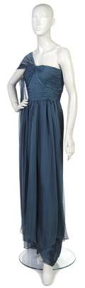An Oscar de la Renta Blue Silk Evening Gown